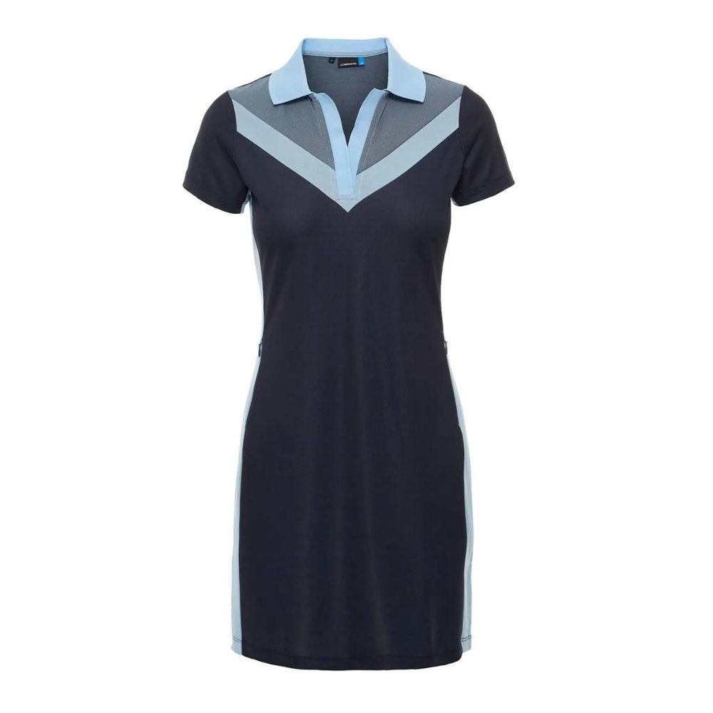 J. Lindeberg Short Sleeve Lana Tx Jaquard Color JL Navy Dress Size S (New)